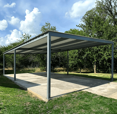 Metal Patio with Roof and Concrete Floor
