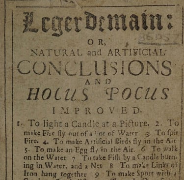 Title page of Hill’s Legerdemain, c. 1716.