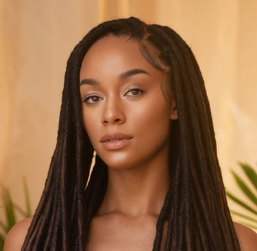 a woman with long hair and a white top with the words best protective styles for