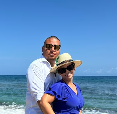 My wife and i on the beach in the Dominican Republic
