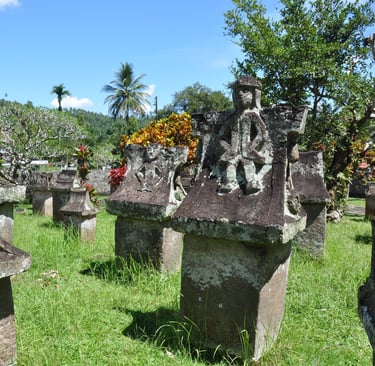 stone grave markers, sulawesi, indonesia