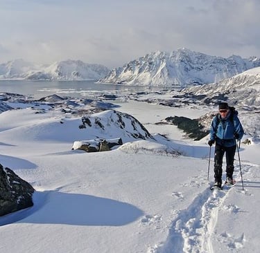 Snowshoeing in Norway winter