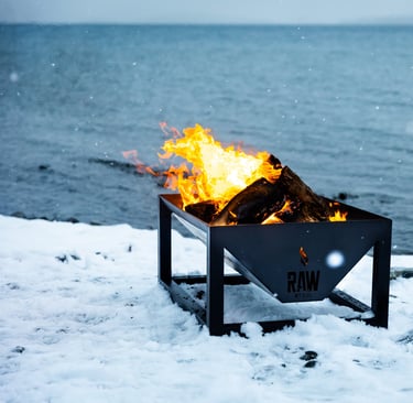 Rawsteelco firepit being used in the snow