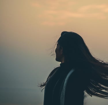 a woman with long hair