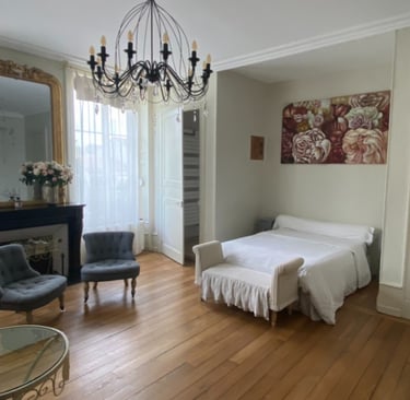 The master bedroom of the Maison de Maître, manor house
