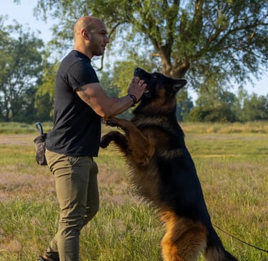 Khaled spielt mit seinem Hund