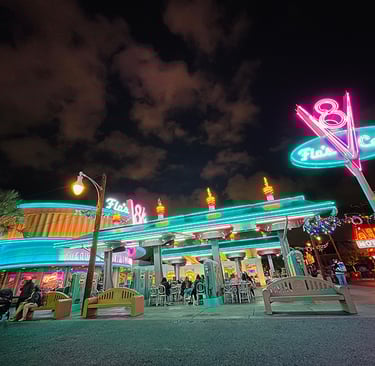 Flo's Cafe pictured inside Cars Land at Disney California Adventure® Park.