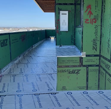 Balcony deck waterproofed before pour 1-1/2" of concrete.