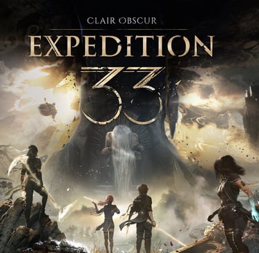 Clair Obscur Expedition 33 Sandfall Interactive a group of people standing around a giant rock