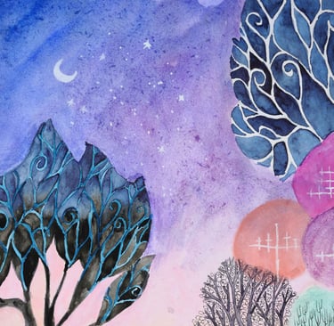 Magic tree - whimsical wall art uk