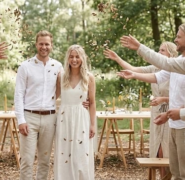 duurzame bruiloft confetti gooien