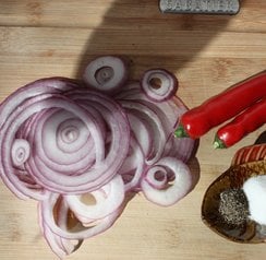 ingredients for pickled onions and chillies