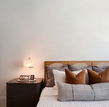 Inviting bedroom setup designed for optimal sleep, featuring soft lighting and a calm atmosphere