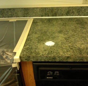 Kitchen countertop with burn mark