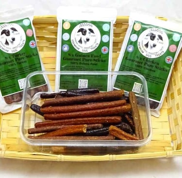 Jessdog Gourmet Pure Sticks Natural dog Treats in a basket