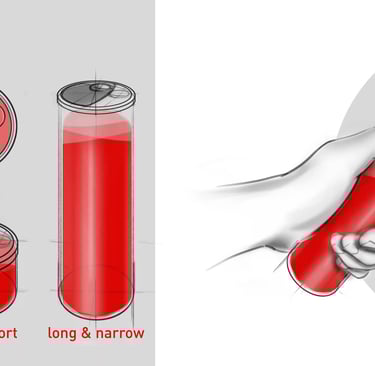 Concept presentation illustrating consumer-friendly one-handed use of disposable sauce container. de