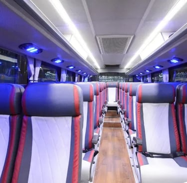 35 seater luxury bus interior with spacious seats in Delhi NCR