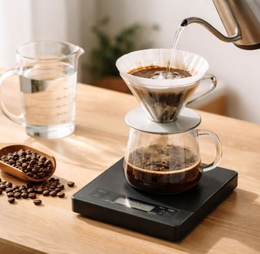calculadora de café e água com métodos (V60, Prensa Francesa, Espresso, Aeropress, Cold Brew, Moka)