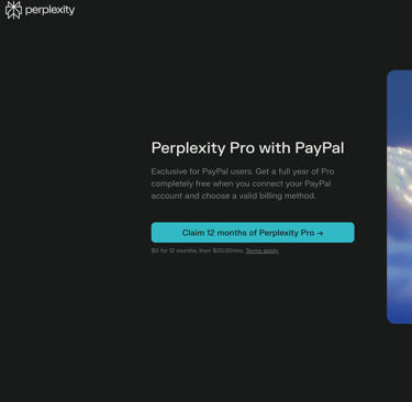 Perplexity Pro and PayPal partnership—get 12 months free, official student offer