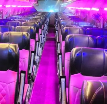 62 seater luxury bus interior for school and college trips in Delhi NCR