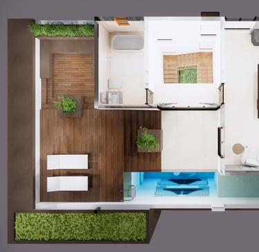 South facing villa floor plan at Fortune Hestia Sarjapur Road with modern Greek-inspired layout