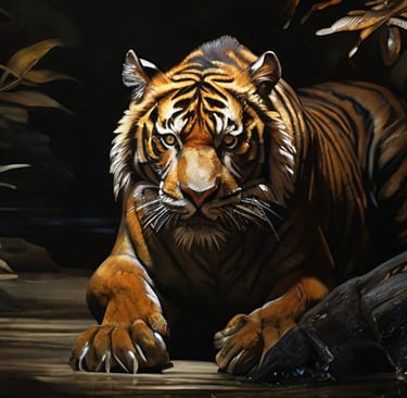 tigre fiero mira fijamente