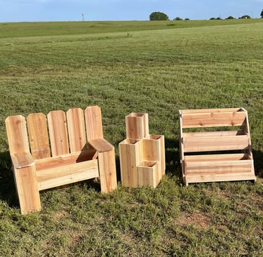 Bench Cedar Planter, Basalt Cedar Planter, Triple Tier Cedar Planter, Bench Cedar Planter