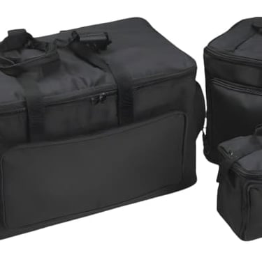 a set of three black delivery bags in various size