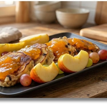 Fluffy protein pancakes made with rice flour and apple — healthy, gluten-free breakfast.