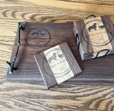 Paws & Pours Charcuterie Board and Coster set
