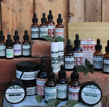 a variety of skin care products on a table