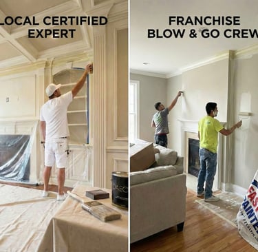 Side-by-side comparison of Daeco Expert Painters Denver performing high-end interior 