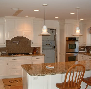 Open kitchen remodel with island and updated cabinets