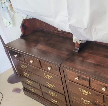 Commode en pin avec plateau rénové