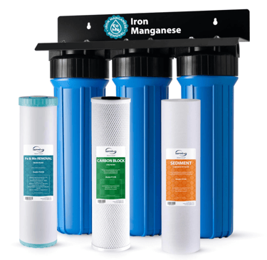 iSpring whole house water filter system installed at main water line for cleaner water