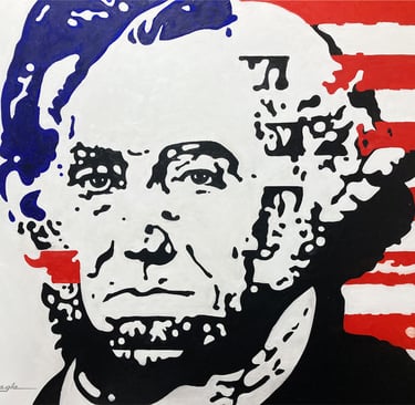 Left Eye Lincoln - Stare at eye on the left to see Lincoln, stare at eye on right to see Washington 