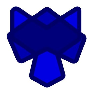 a blue and white geometrical design with a blue and white background