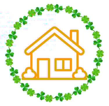 House icon inside of clover border