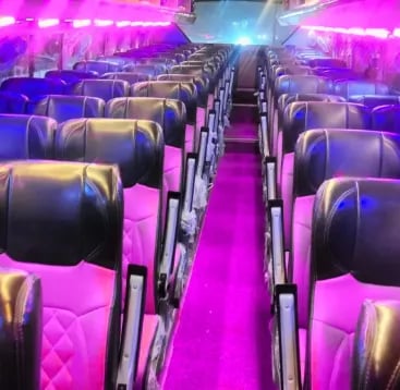 62 seater luxury bus interior for large group travel in Delhi NCR