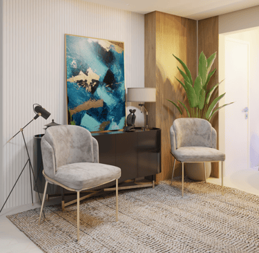 Projeto de sala de estar de apartametno compacto em São Paulo