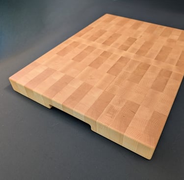 maple end grain oversized cutting board 18x24 on black background