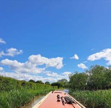a boat on a river with a person on it