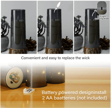 Flameless candle with battery
