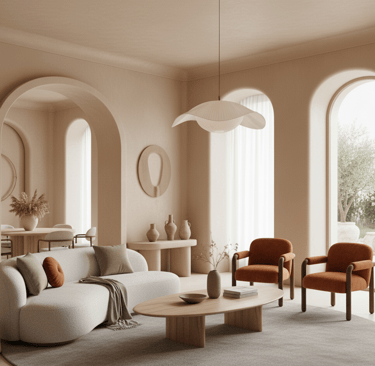 a living room with a couch and chairs Nour Nagy Designs London interior Design