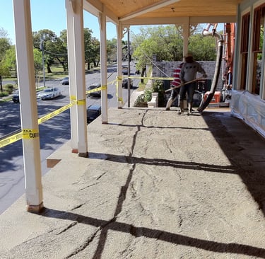 Pouring 1.5" of concrete in Boerne, TX.