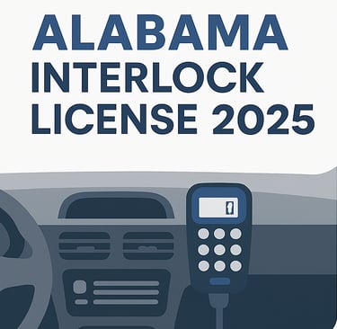 Alabama interlock license 2025 infographic showing step-by-step process for restricted license