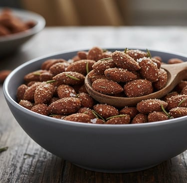 a bowl of nuts and nuts on a table