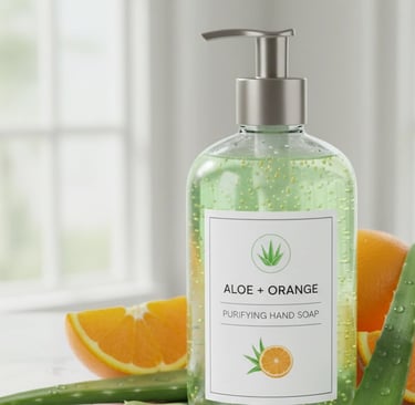 a bottle of aloeoranine soap with aloenda