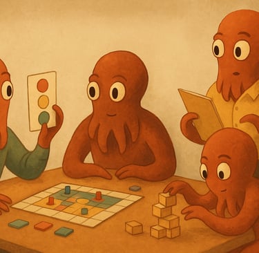 a group of octopuss playing a game of board games