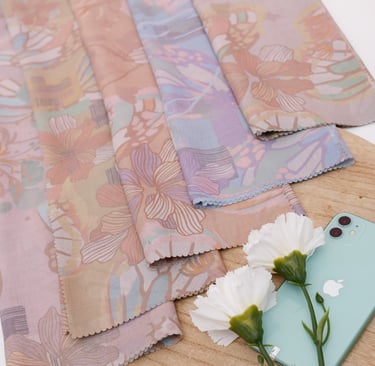 a hijab catalog with flowers on it